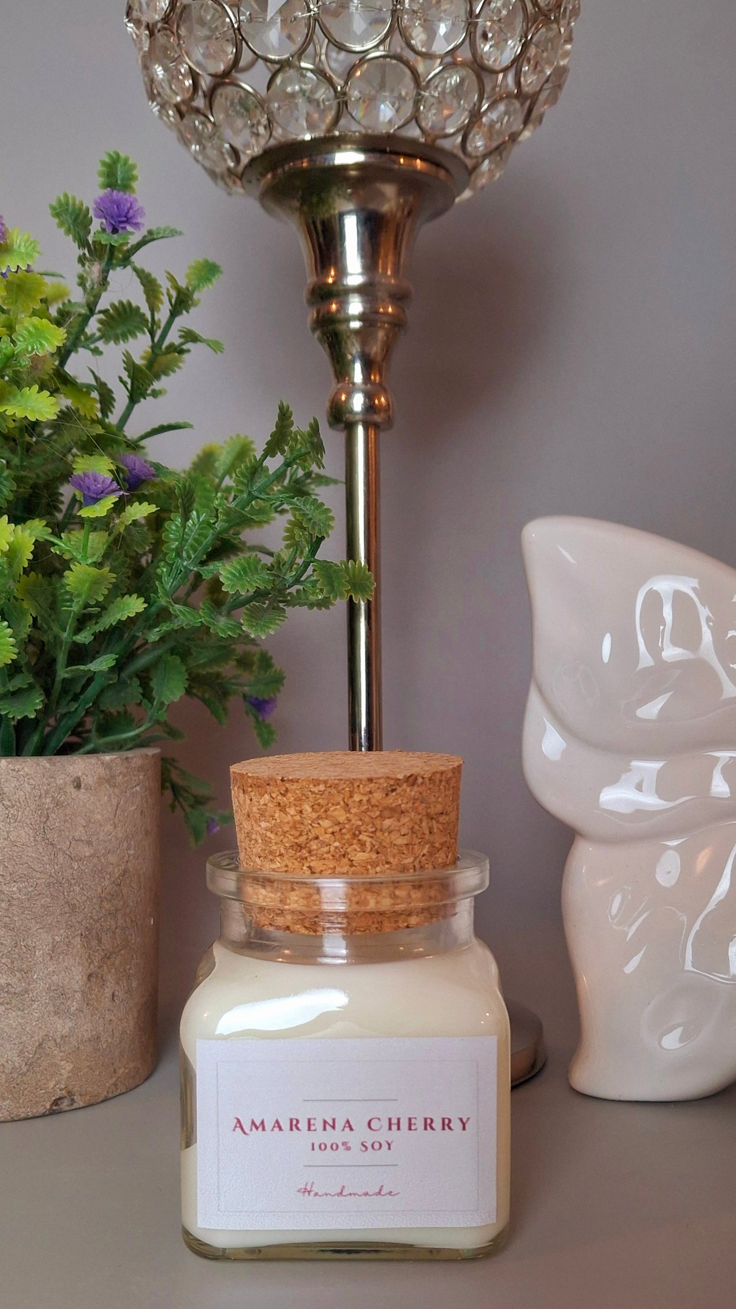 Soy wax candles in cork glass