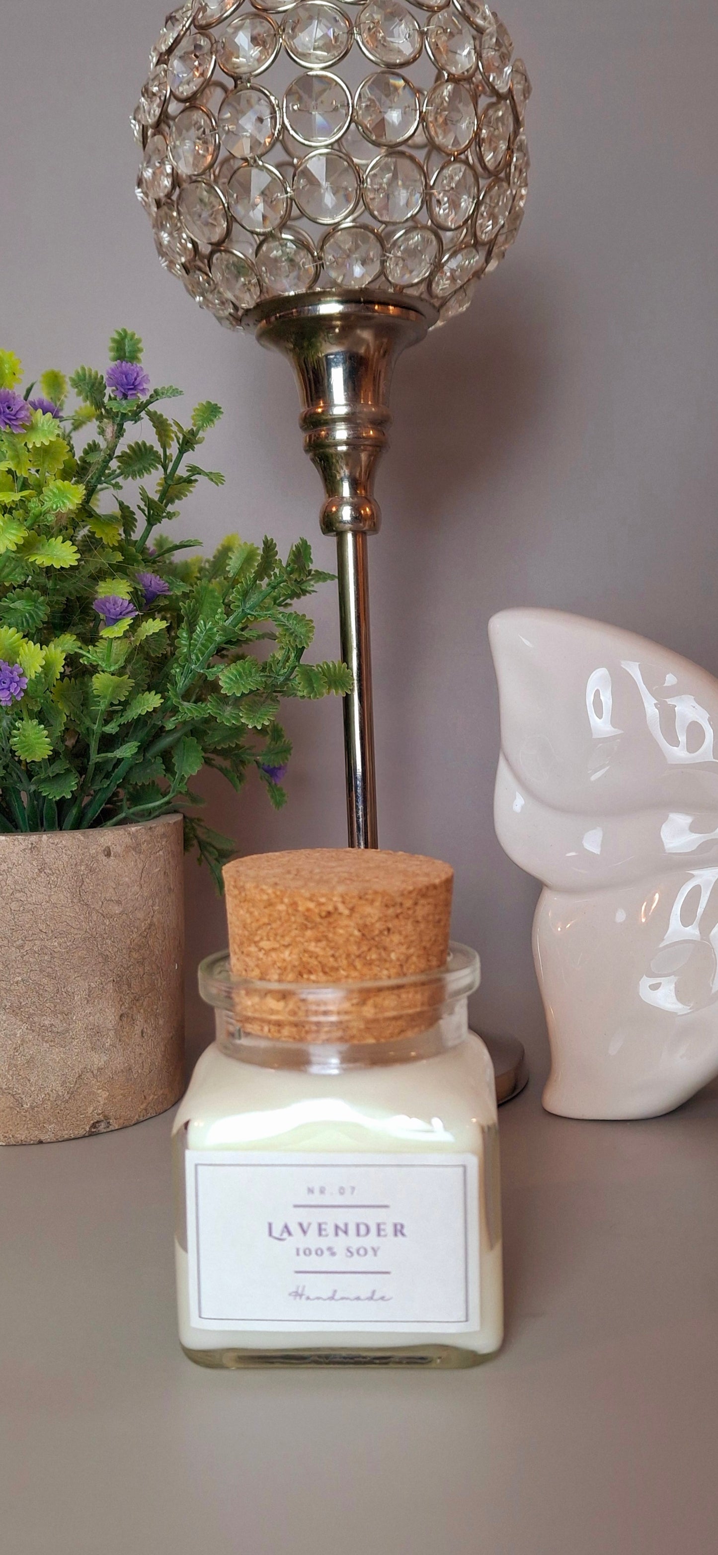 Soy wax candles in cork glass