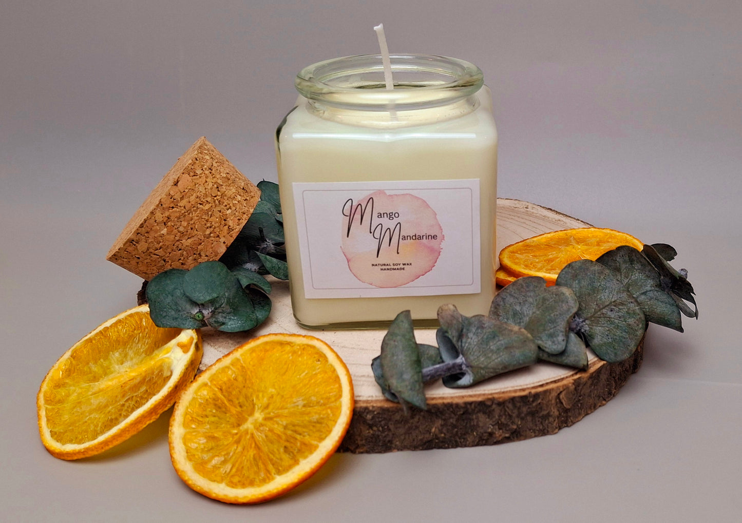 Soy wax candles in cork glass